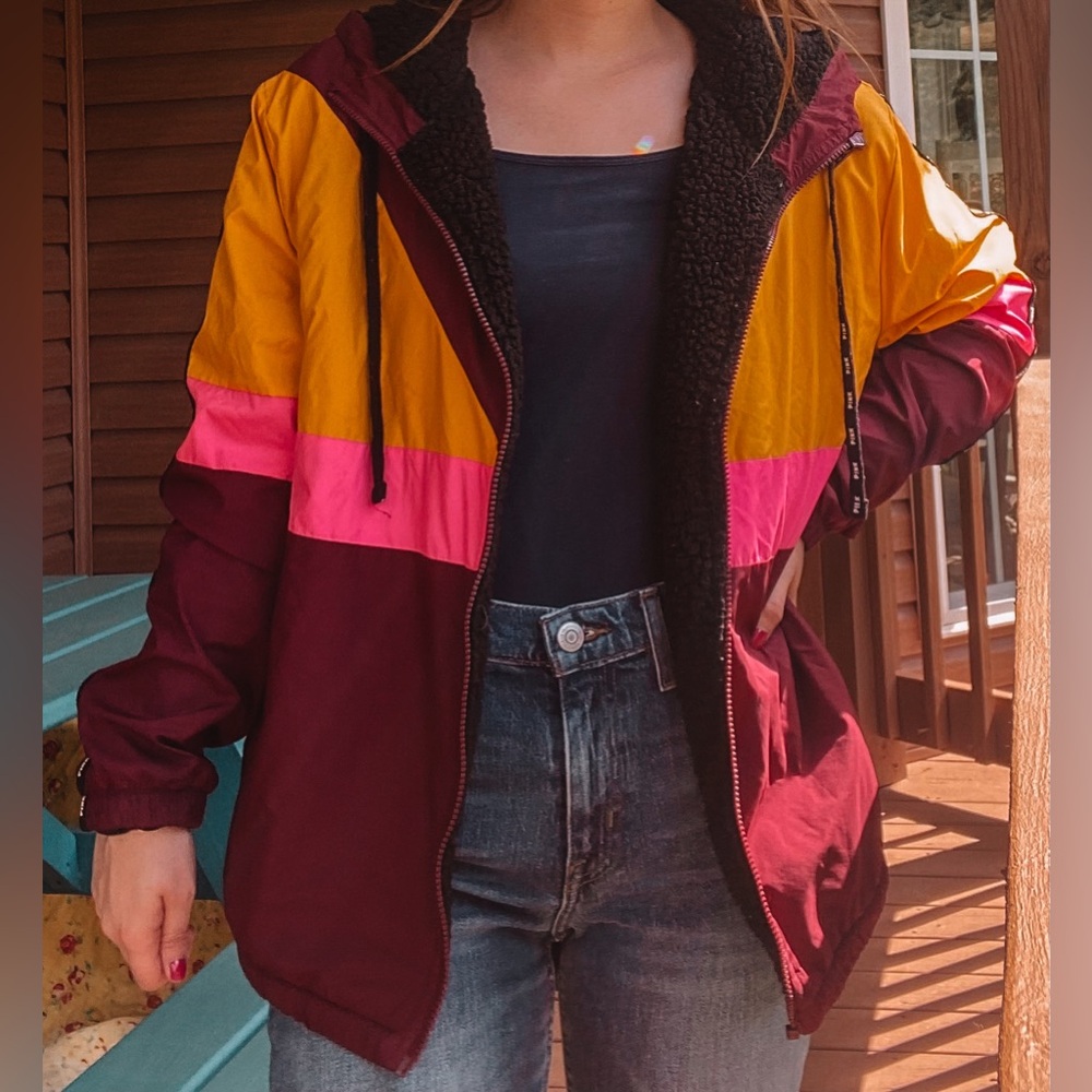 Victoria secret pink raincoat with Sherpa lining